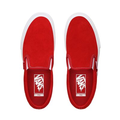 Vans Suede Slip-On Pro - Kadın Kaykay Ayakkabısı (Kırmızı Beyaz)